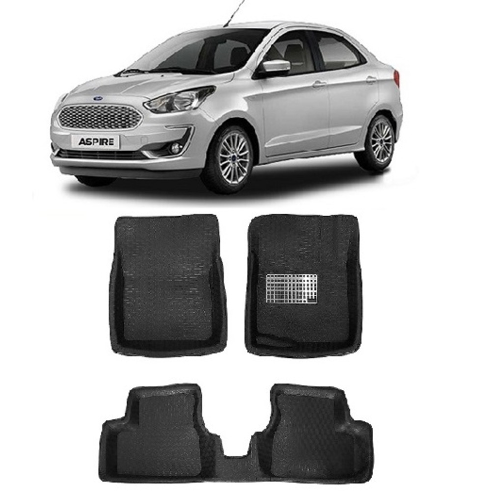 4.5D Car Floor Foot Tray Mats for Figo Aspire  - Black
